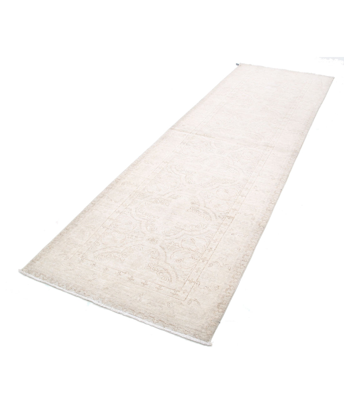 Hand Knotted Fine Serenity Wool Rug - 3'0'' x 10'1'' 3'0'' x 10'1'' (90 X 303) / Grey / Ivory