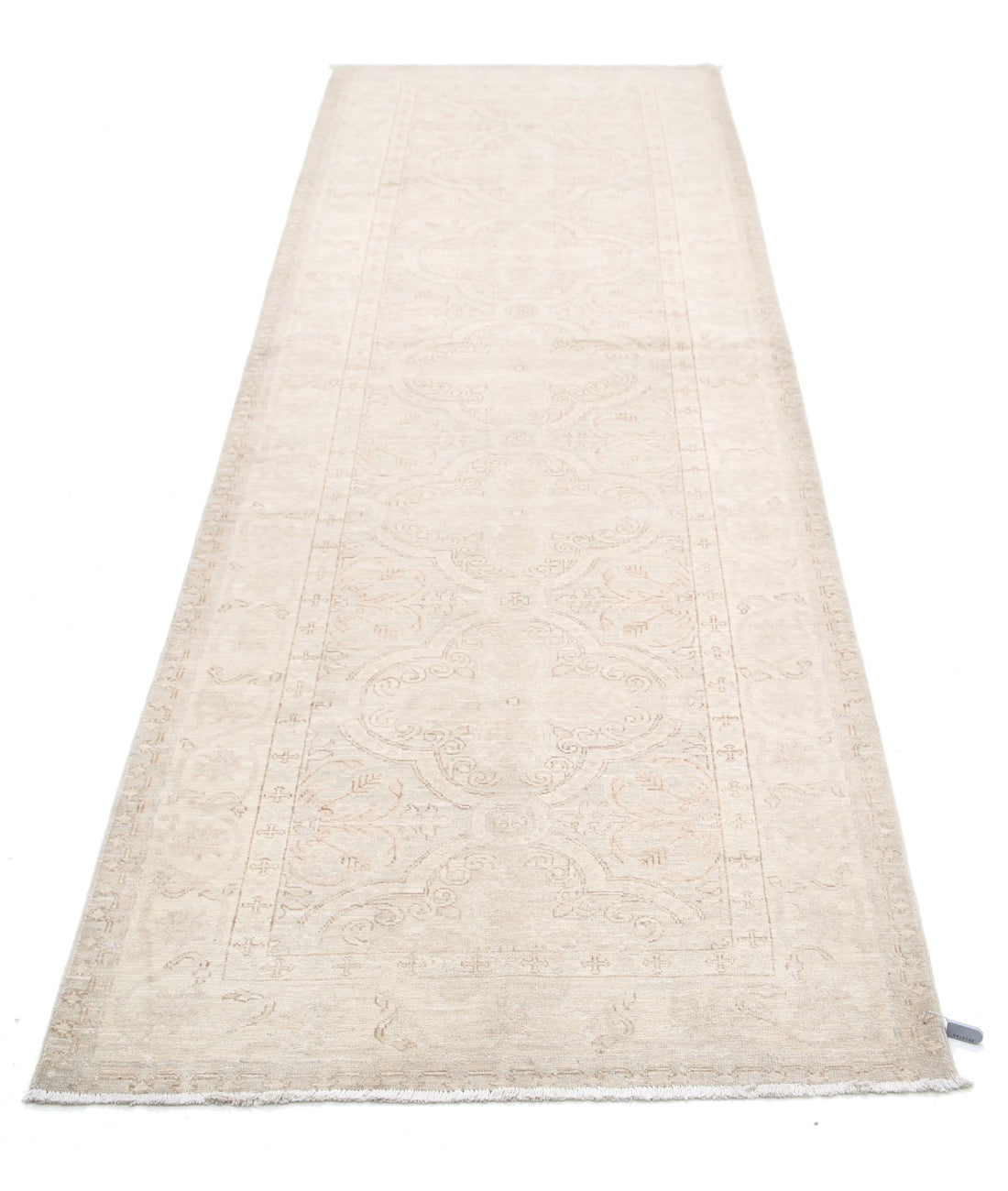 Hand Knotted Fine Serenity Wool Rug - 3'0'' x 10'1'' 3'0'' x 10'1'' (90 X 303) / Grey / Ivory