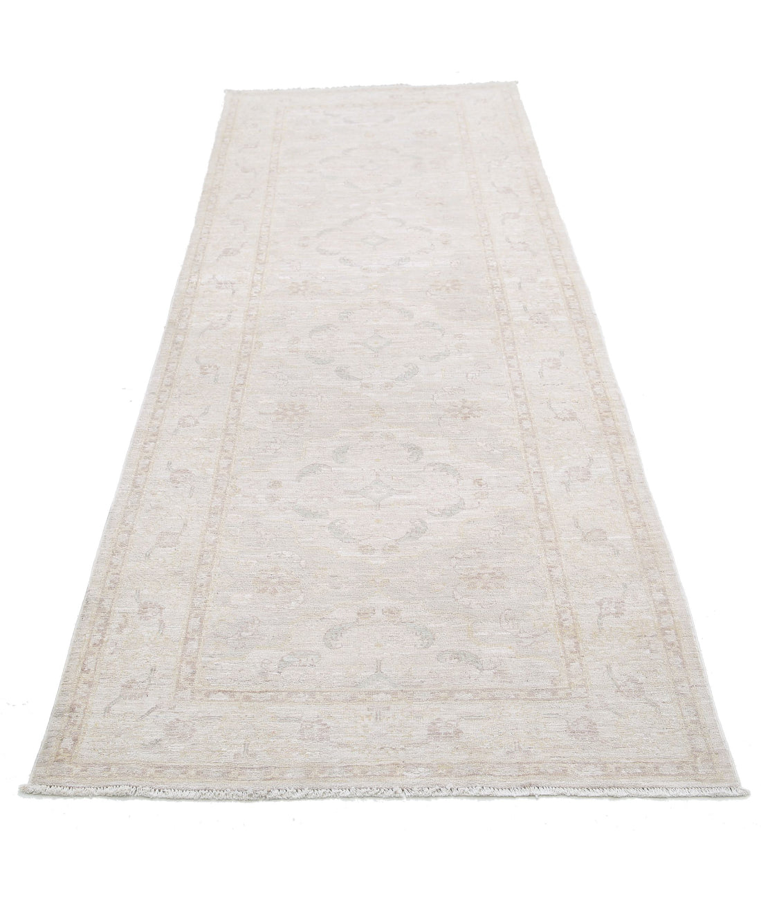 Hand Knotted Fine Serenity Wool Rug - 3'4'' x 9'10'' 3'4'' x 9'10'' (100 X 295) / Ivory / Taupe