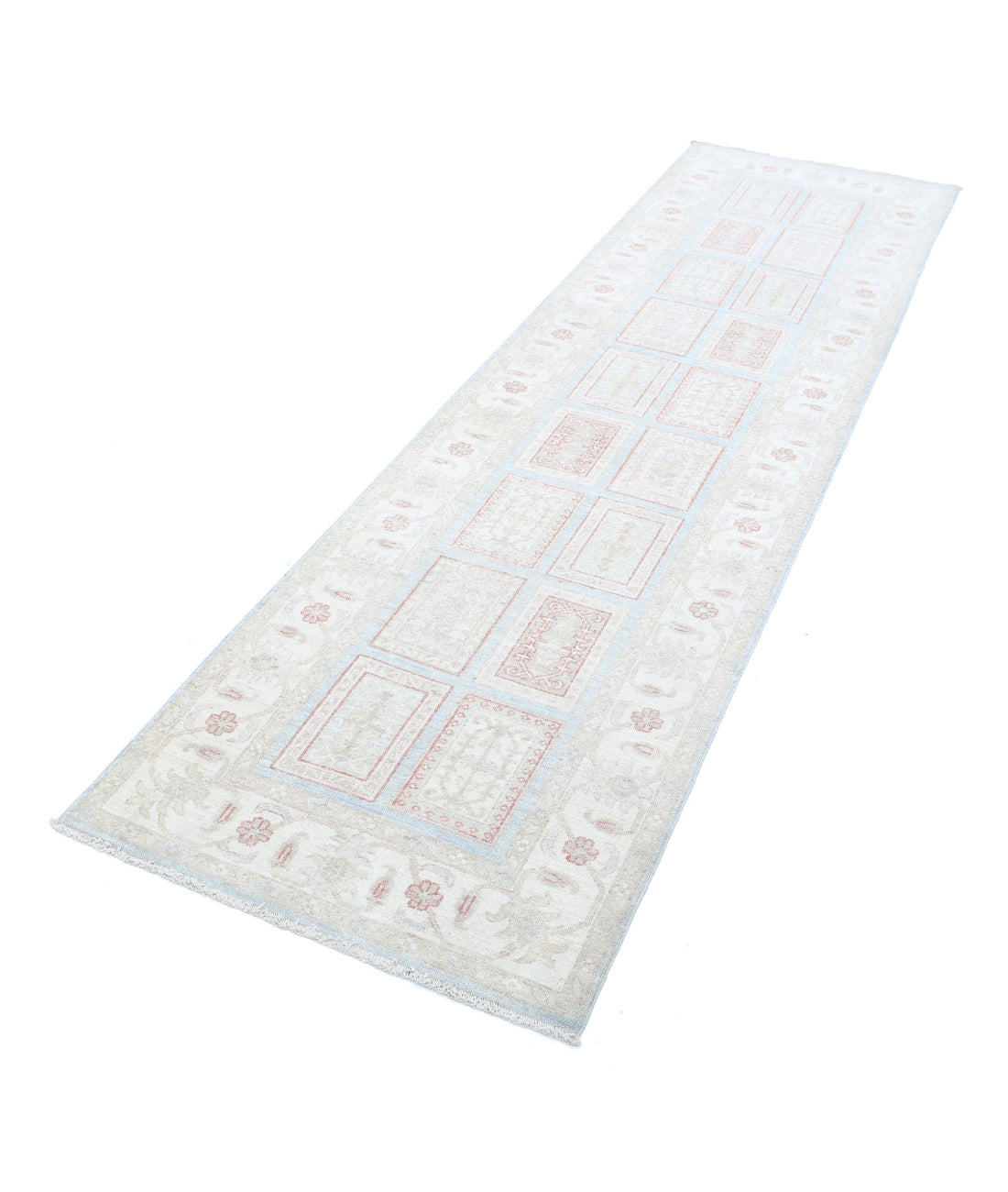 Hand Knotted Bakhtiari Wool Rug - 2'7'' x 9'7'' 2'7'' x 9'7'' (78 X 288) / Blue / Ivory
