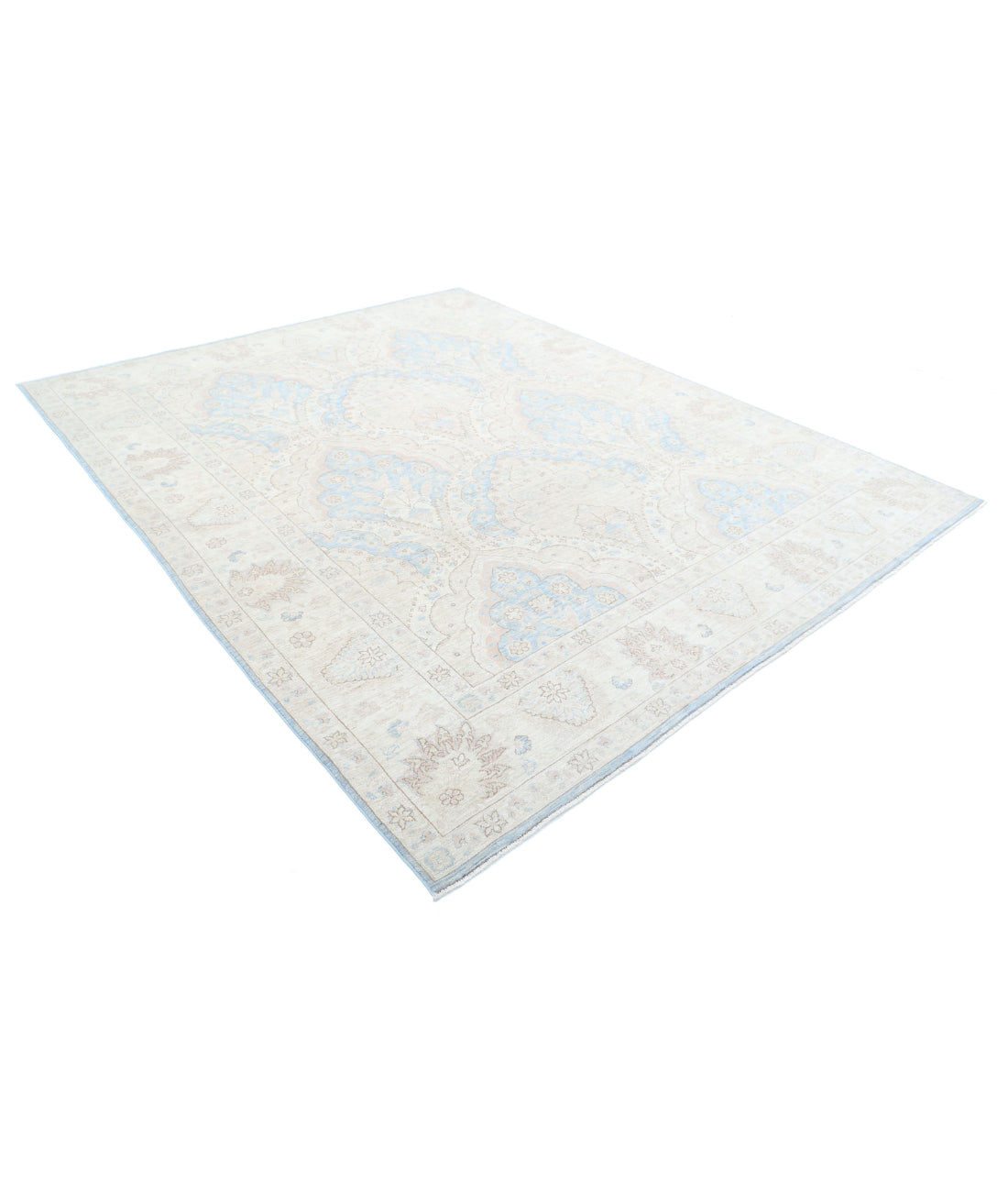 Hand Knotted Fine Serenity Wool Rug - 8'0'' x 9'9'' 8'0'' x 9'9'' (240 X 293) / Blue / Ivory