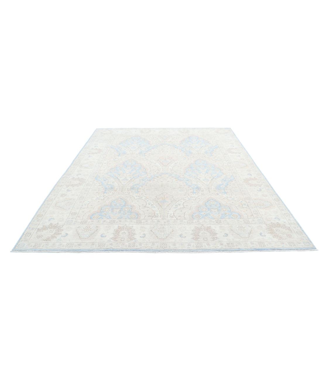 Hand Knotted Fine Serenity Wool Rug - 8'0'' x 9'9'' 8'0'' x 9'9'' (240 X 293) / Blue / Ivory