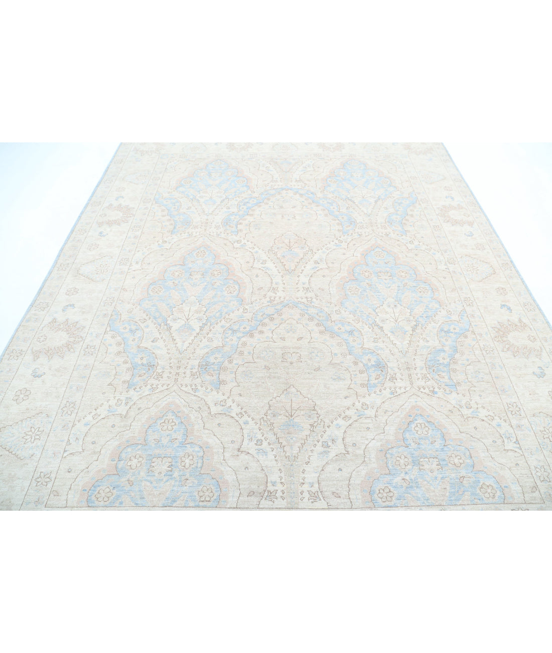 Hand Knotted Fine Serenity Wool Rug - 8'0'' x 9'9'' 8'0'' x 9'9'' (240 X 293) / Blue / Ivory