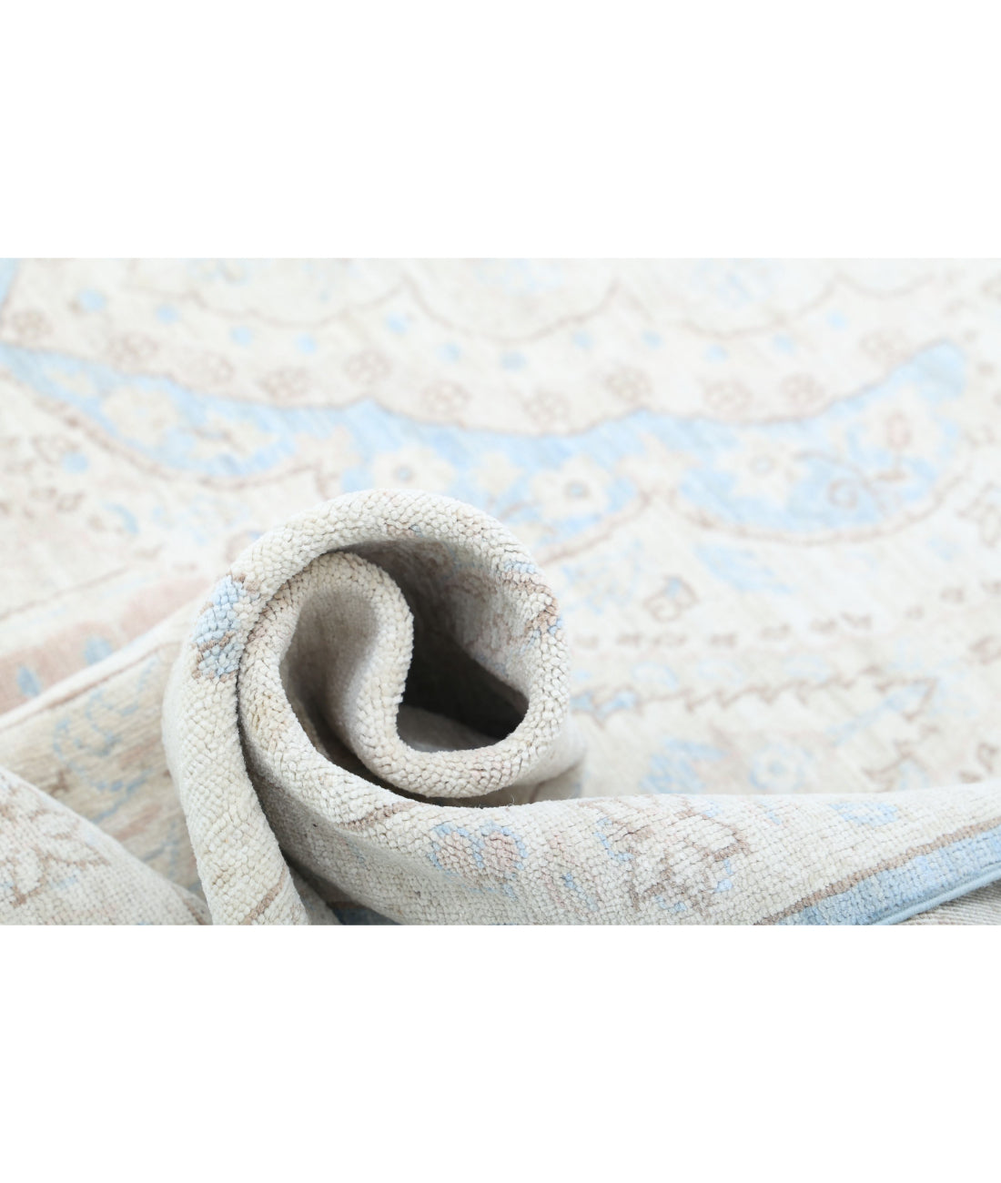 Hand Knotted Fine Serenity Wool Rug - 8'0'' x 9'9'' 8'0'' x 9'9'' (240 X 293) / Blue / Ivory