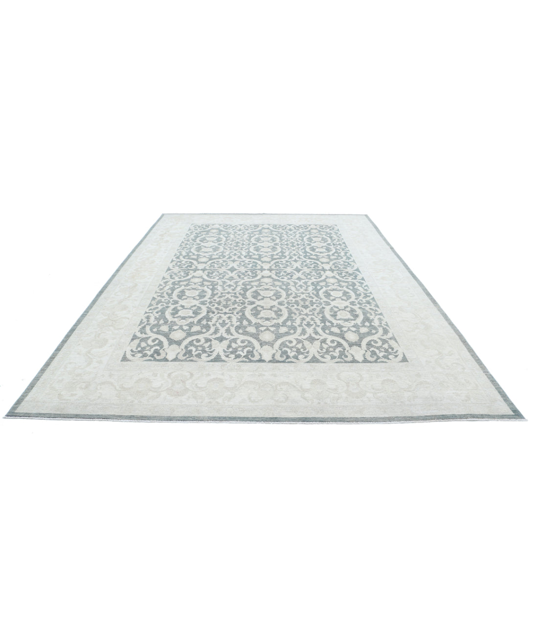 Hand Knotted Fine Serenity Wool Rug - 8'9'' x 12'6'' 8'9'' x 12'6'' (263 X 375) / Grey / Ivory