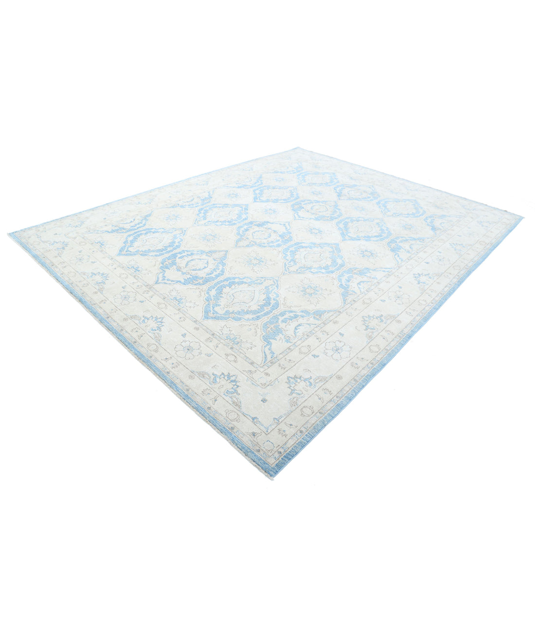 Hand Knotted Fine Serenity Wool Rug - 9'2'' x 11'4'' 9'2'' x 11'4'' (275 X 340) / Blue / Ivory