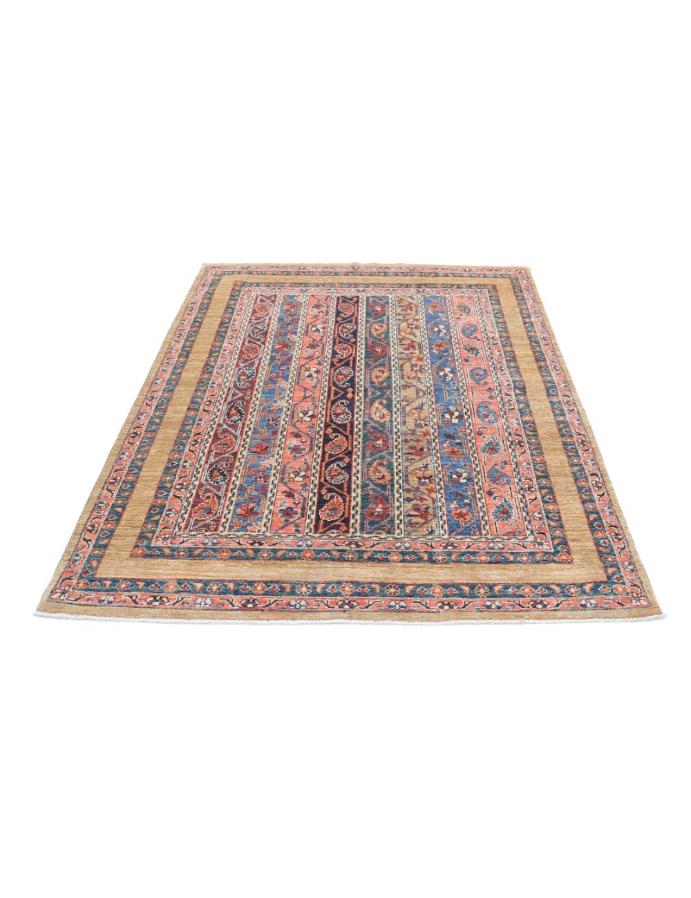 Hand Knotted Shaal Wool Rug - 4'11'' x 6'6'' Arteverk Arteverk Rugs