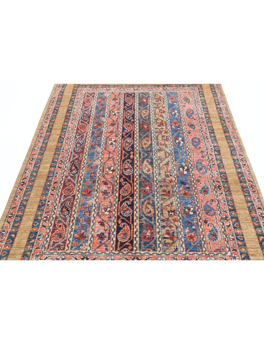 Hand Knotted Shaal Wool Rug - 4'11'' x 6'6'' Arteverk Arteverk Rugs