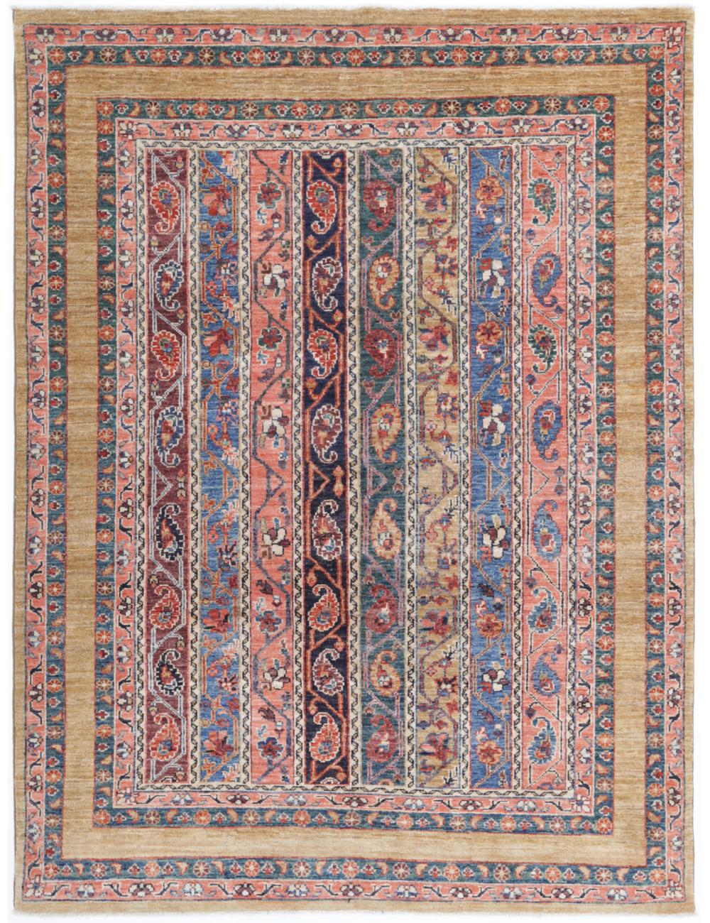 Hand Knotted Shaal Wool Rug - 4'11'' x 6'6''
