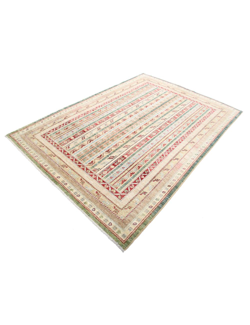 Hand Knotted Shaal Wool Rug - 5'8'' x 7'11'' Arteverk Arteverk Rugs