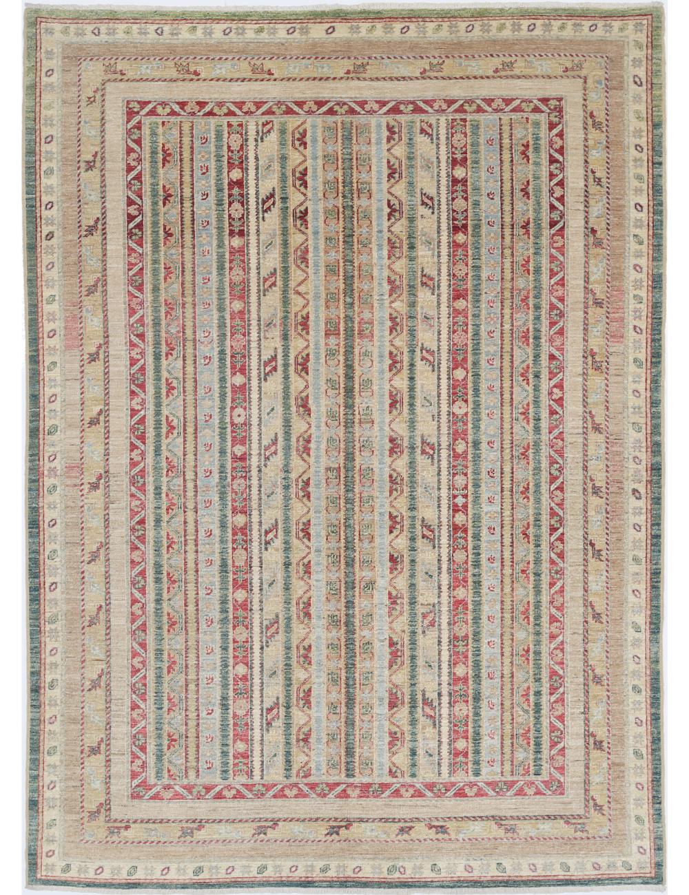 Hand Knotted Shaal Wool Rug - 5'8'' x 7'11''