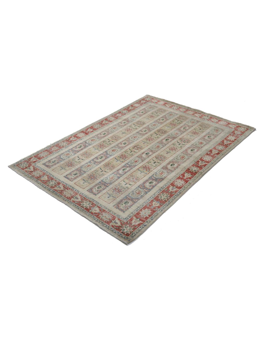 Hand Knotted Shaal Wool Rug - 4'2'' x 5'9'' Arteverk Arteverk Rugs