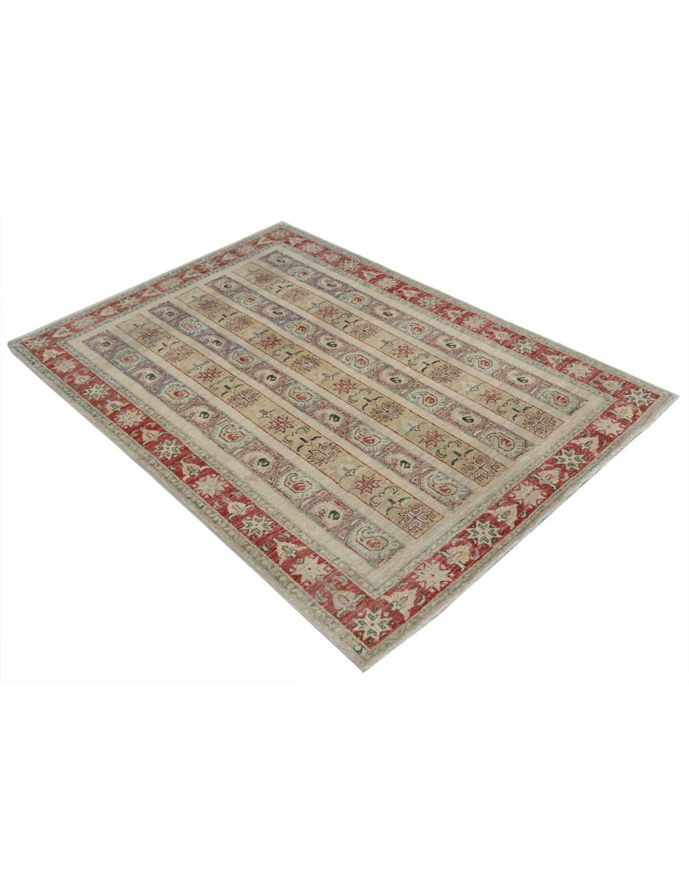 Hand Knotted Shaal Wool Rug - 4'2'' x 5'9'' Arteverk Arteverk Rugs