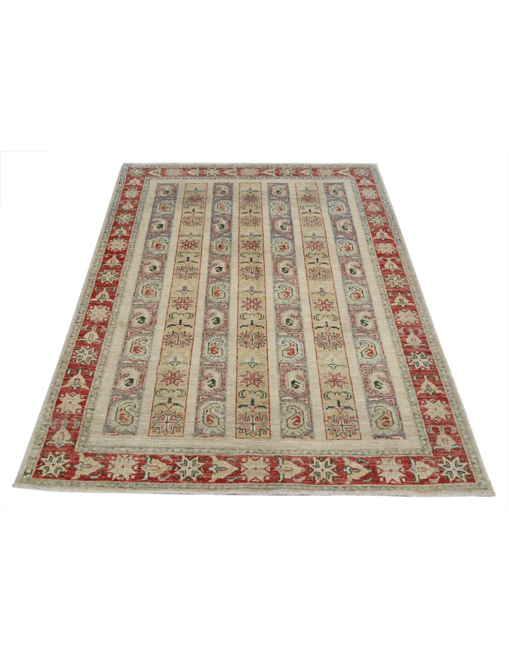 Hand Knotted Shaal Wool Rug - 4'2'' x 5'9'' Arteverk Arteverk Rugs