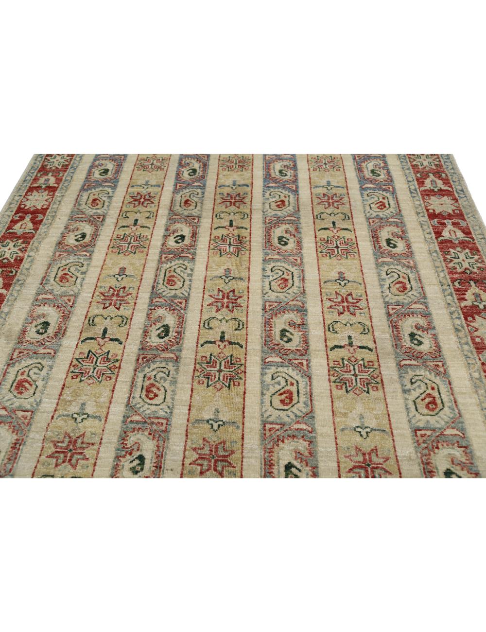 Hand Knotted Shaal Wool Rug - 4'2'' x 5'9'' Arteverk Arteverk Rugs
