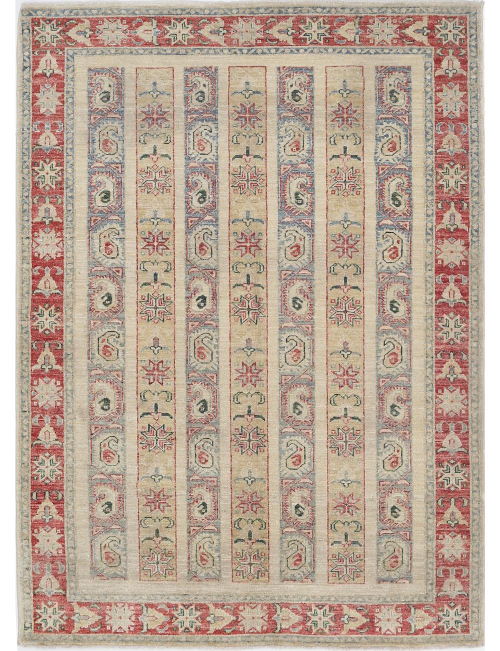 Hand Knotted Shaal Wool Rug - 4'2'' x 5'9''