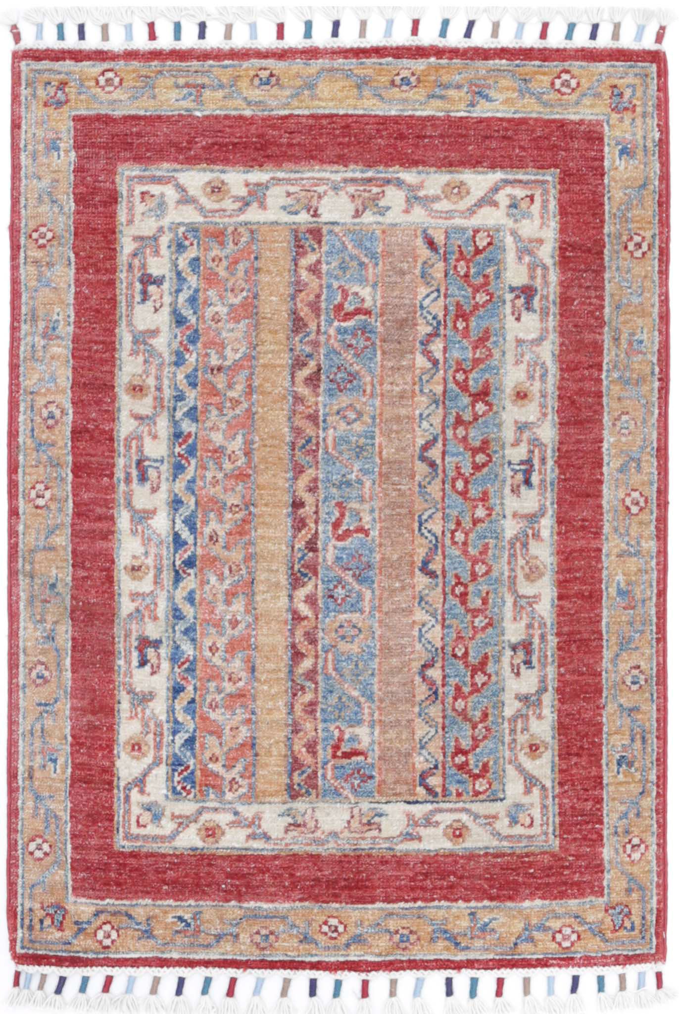 Hand Knotted Shaal Wool Rug - 1'11'' x 2'9''