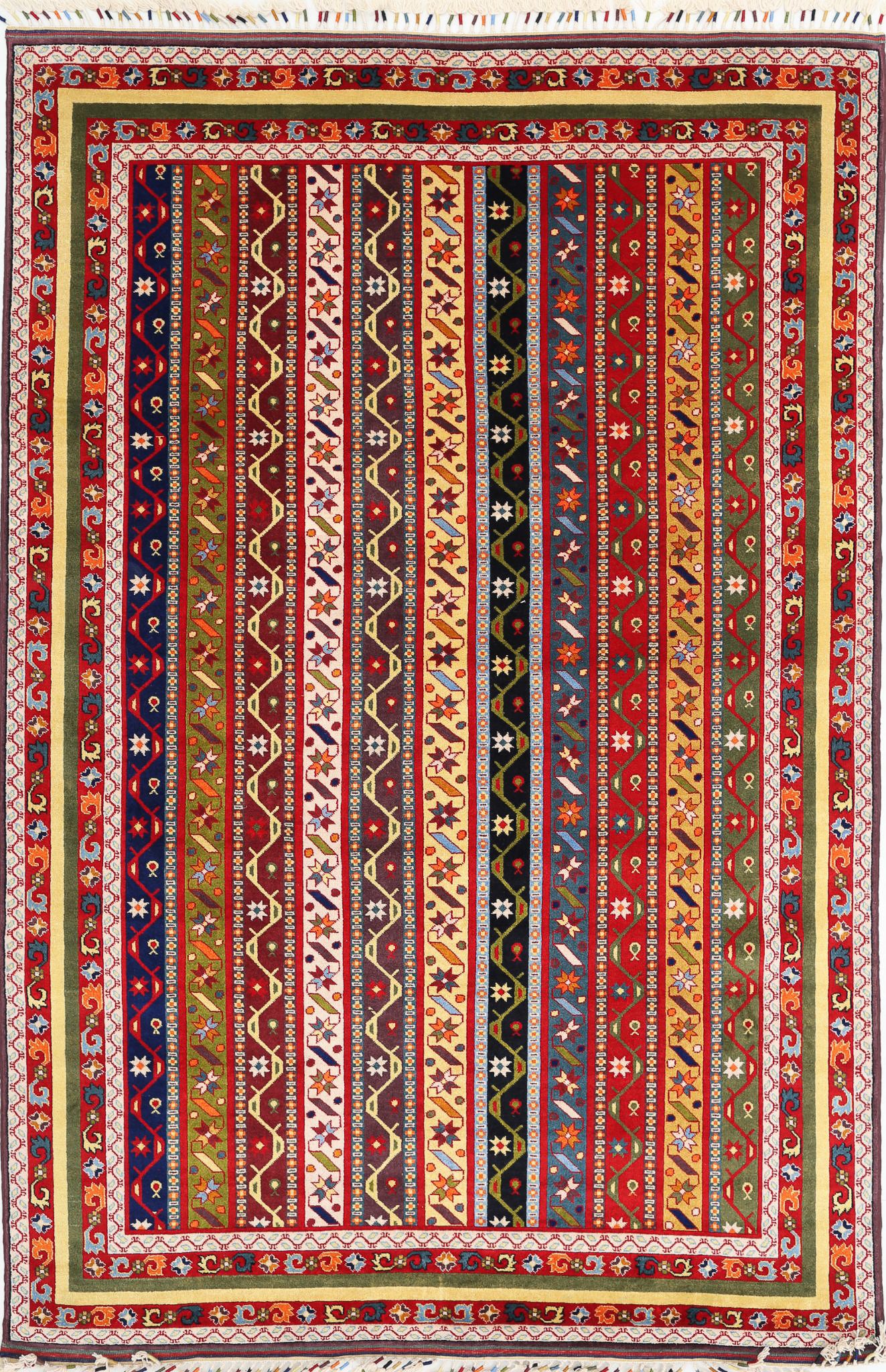 Hand Knotted Shaal Wool Rug - 6'7'' x 10'0''