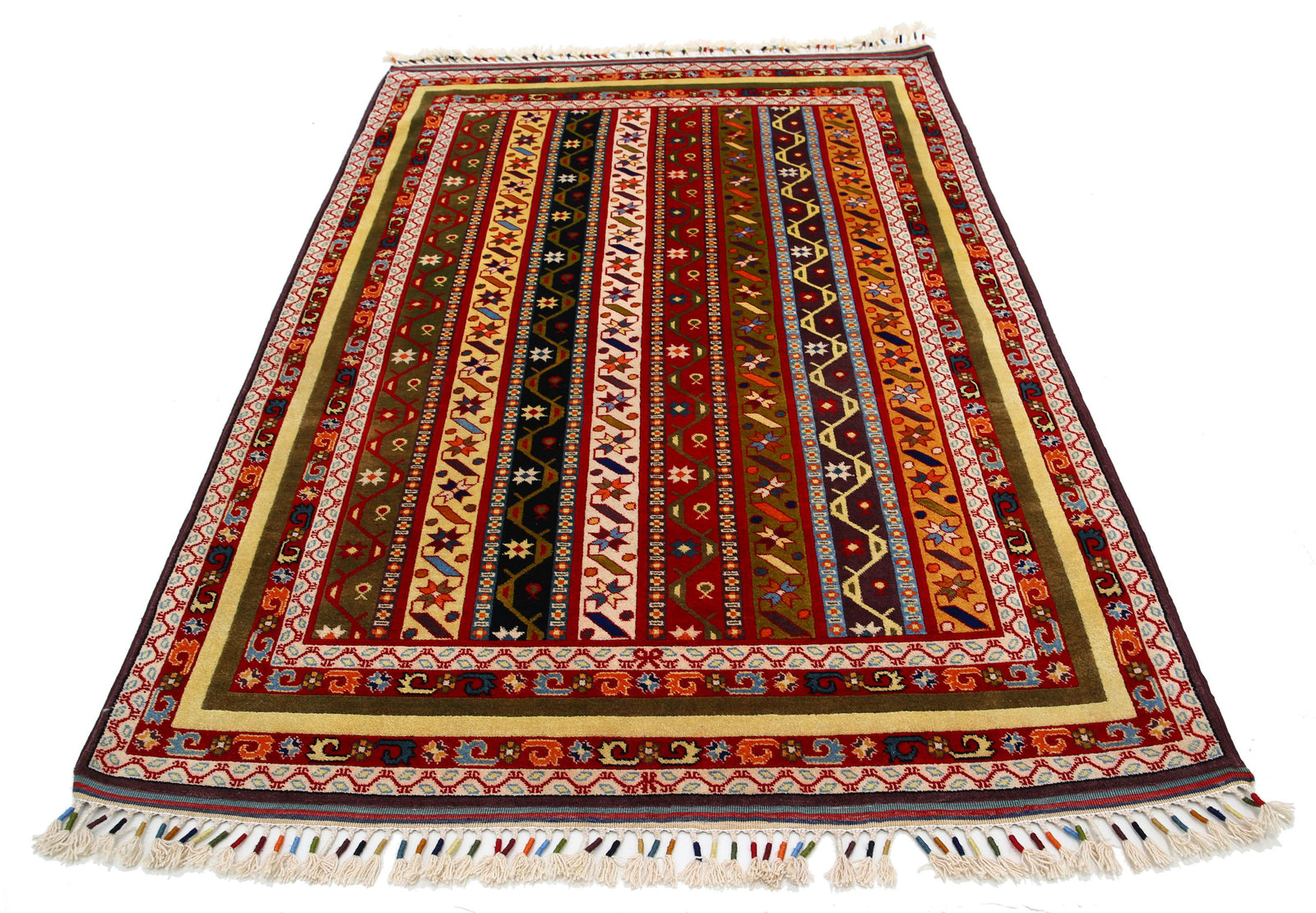 Hand Knotted Shaal Wool Rug - 5'1'' x 7'5''