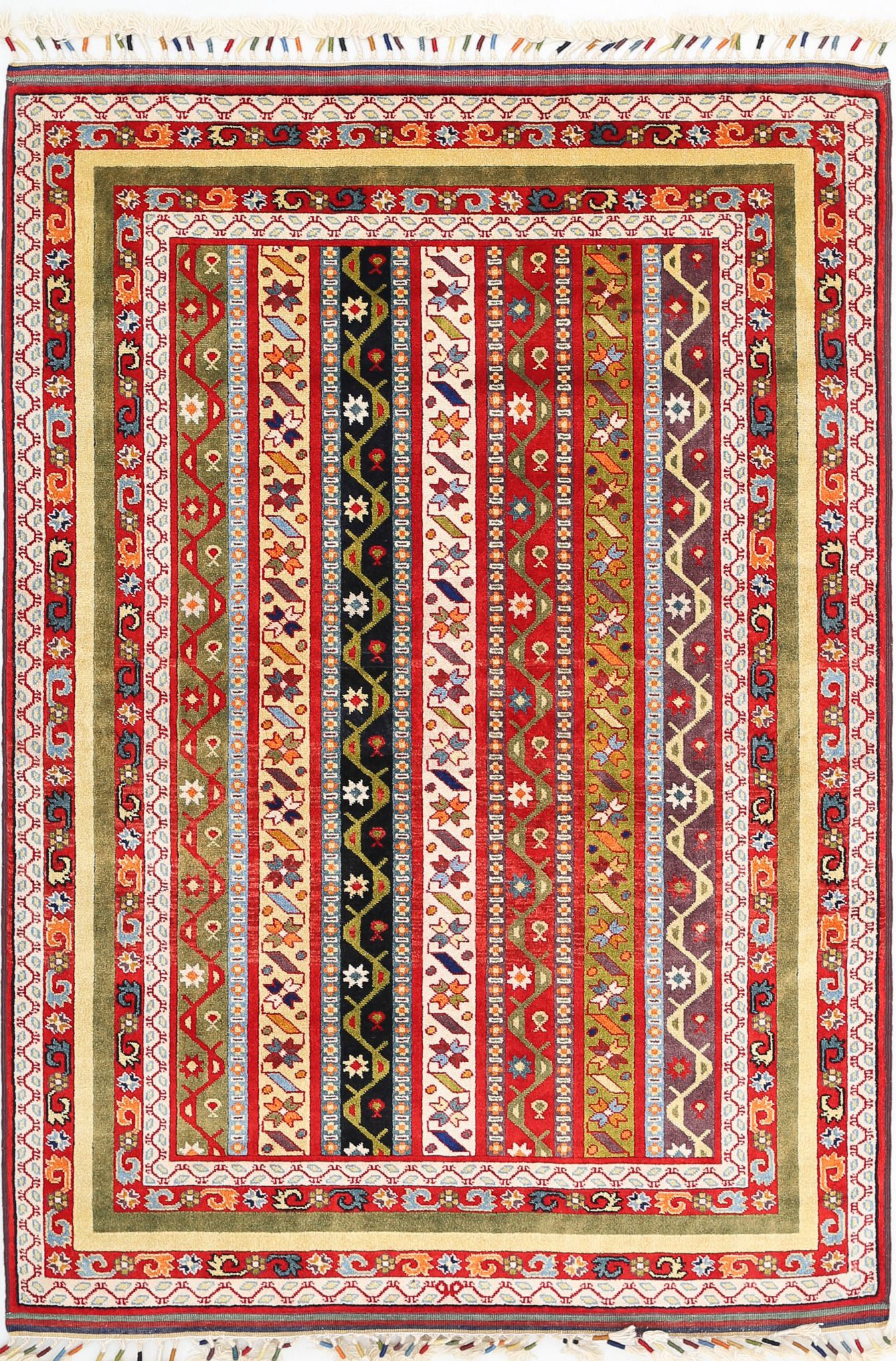 Hand Knotted Shaal Wool Rug - 4'3'' x 6'4''