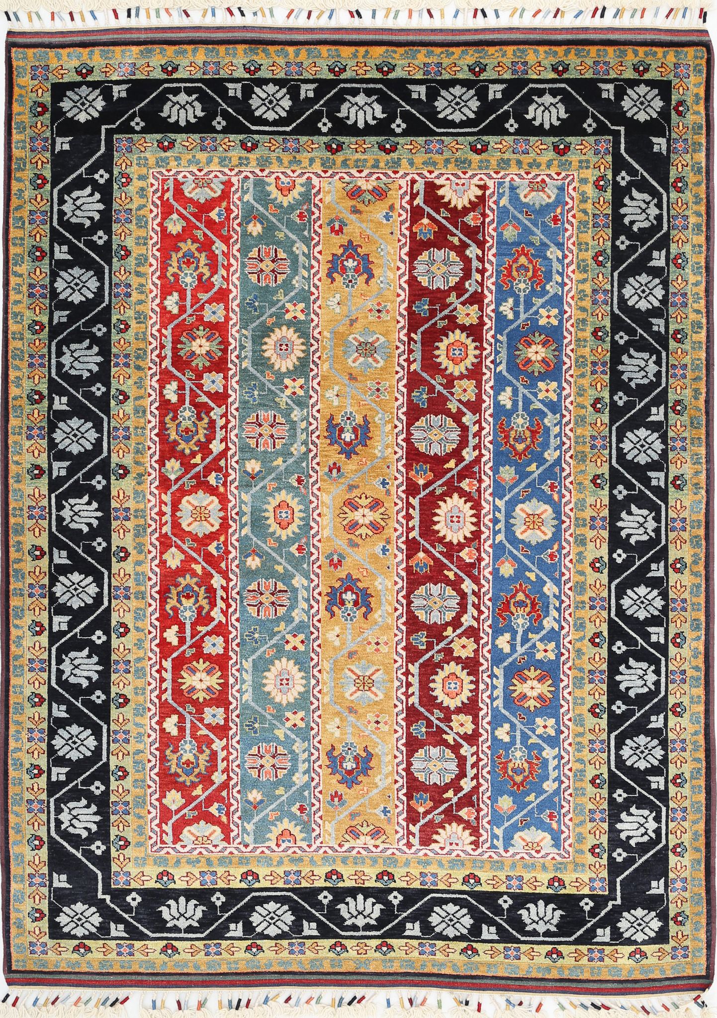 Hand Knotted Shaal Wool Rug - 5'1'' x 6'11''
