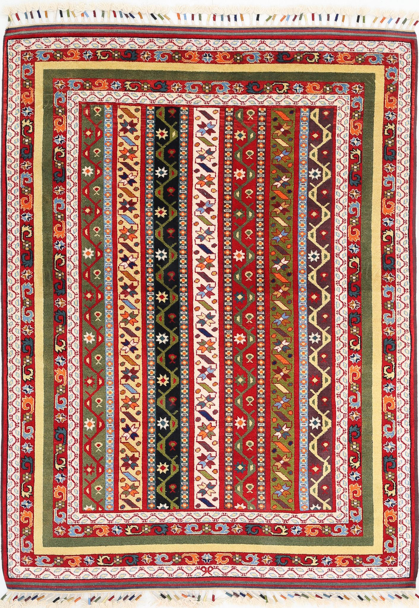 Hand Knotted Shaal Wool Rug - 4'5'' x 6'2''