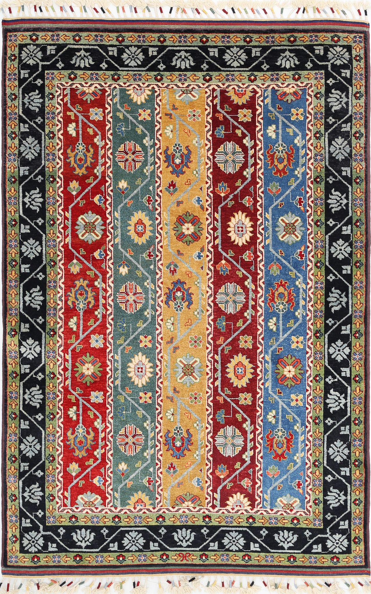 Hand Knotted Shaal Wool Rug - 4'1'' x 6'6''