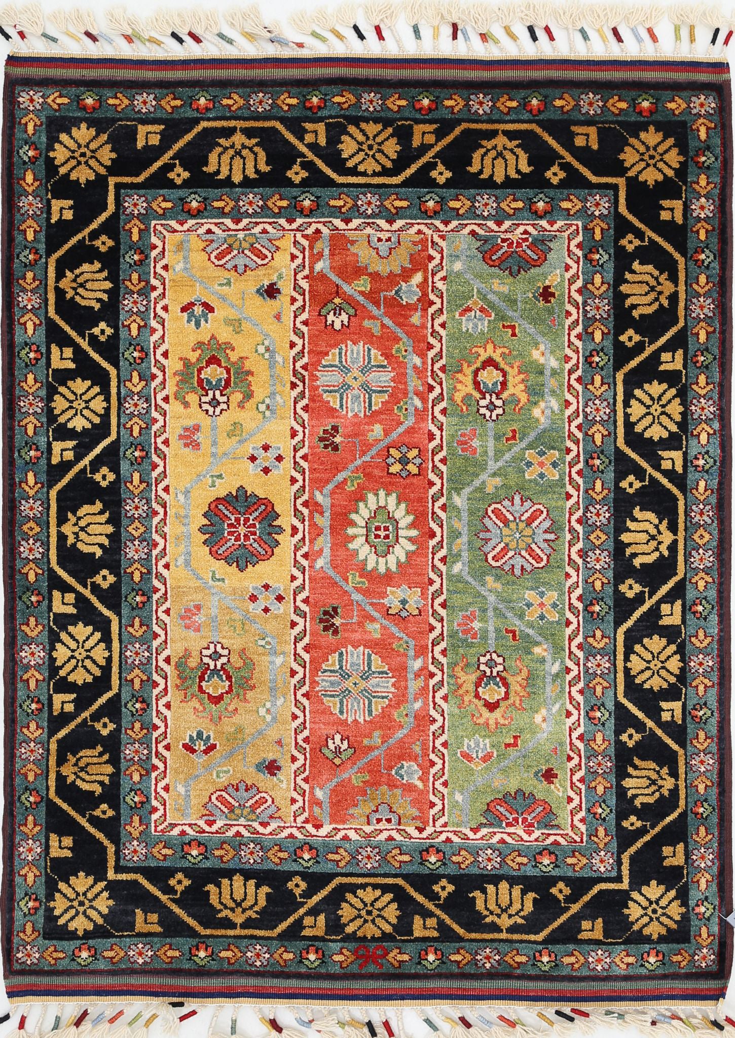 Hand Knotted Shaal Wool Rug - 3'2'' x 4'3''
