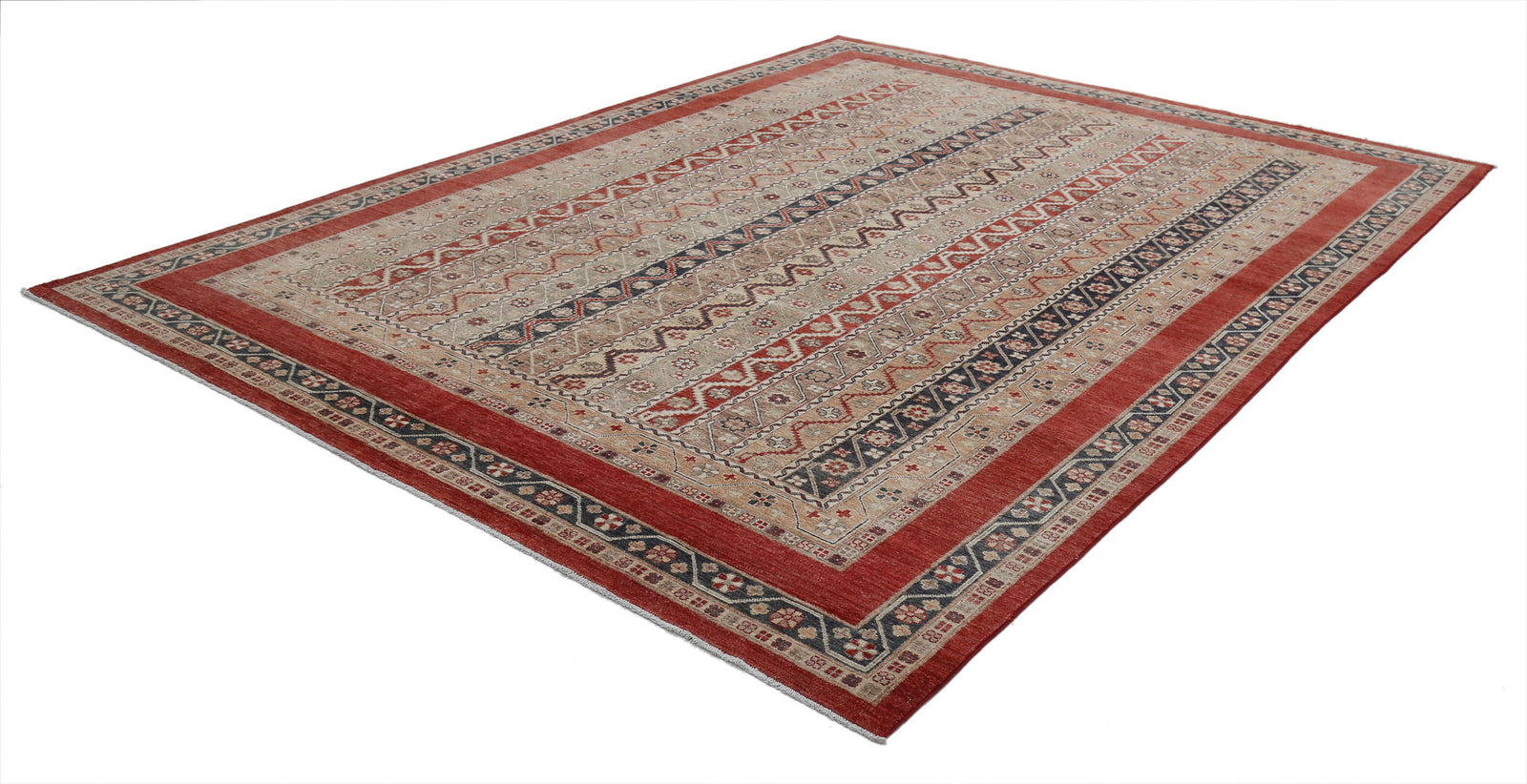 Hand Knotted Shaal Wool Rug - 8'11'' x 11'10''