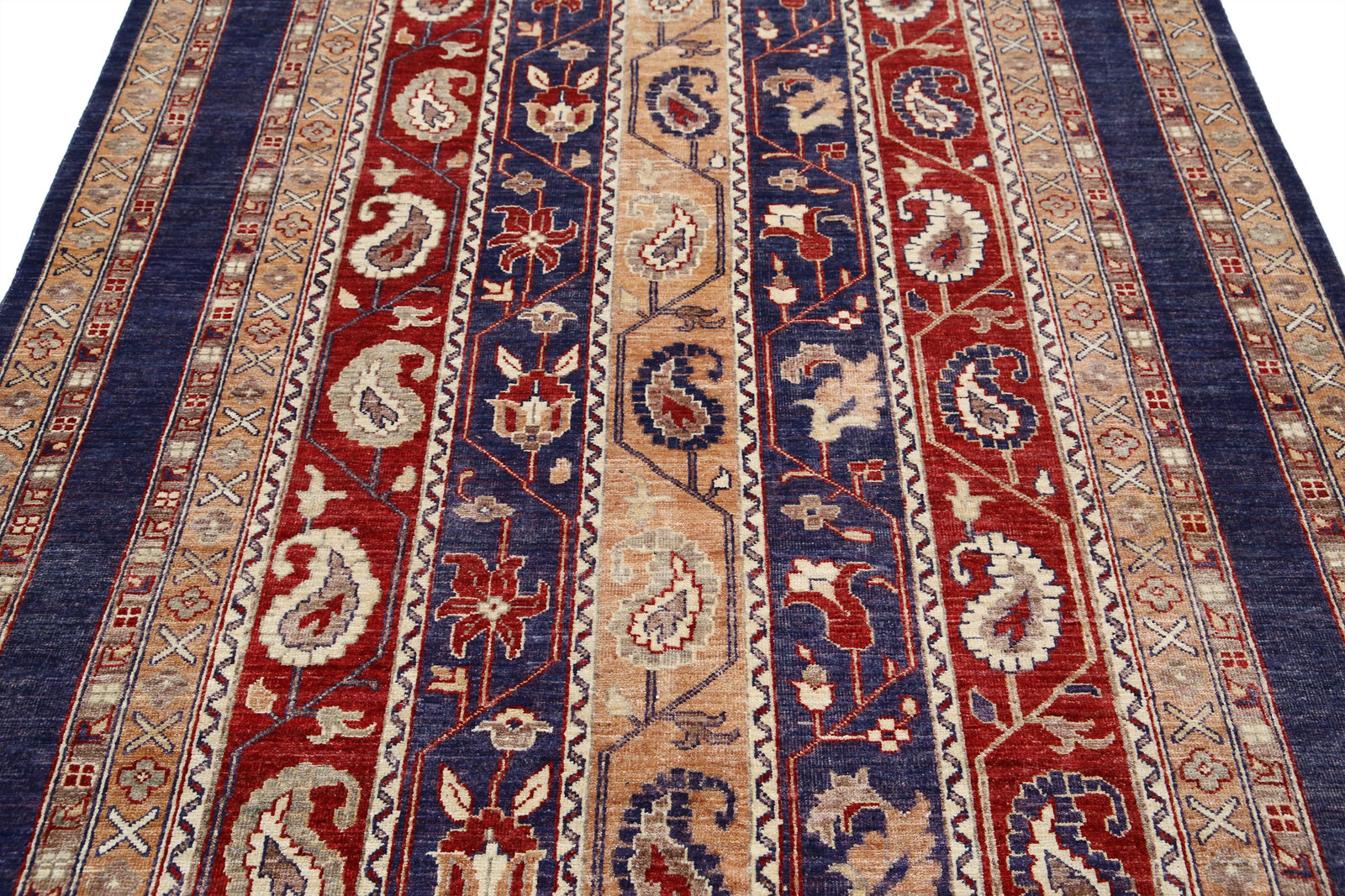 Hand Knotted Shaal Wool Rug - 5'8'' x 9'2''