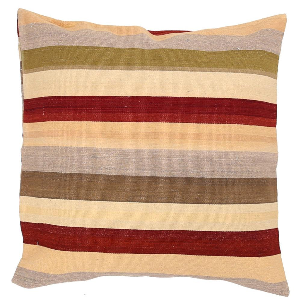 Hand Woven Modern Stripe Wool Pillow - 3'0'' x 3'0''