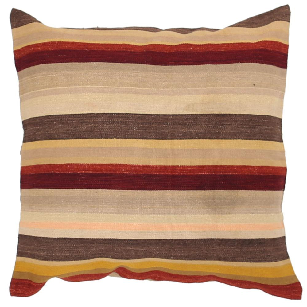 Hand Woven Modern Stripe Wool Pillow - 3'0'' x 3'0''