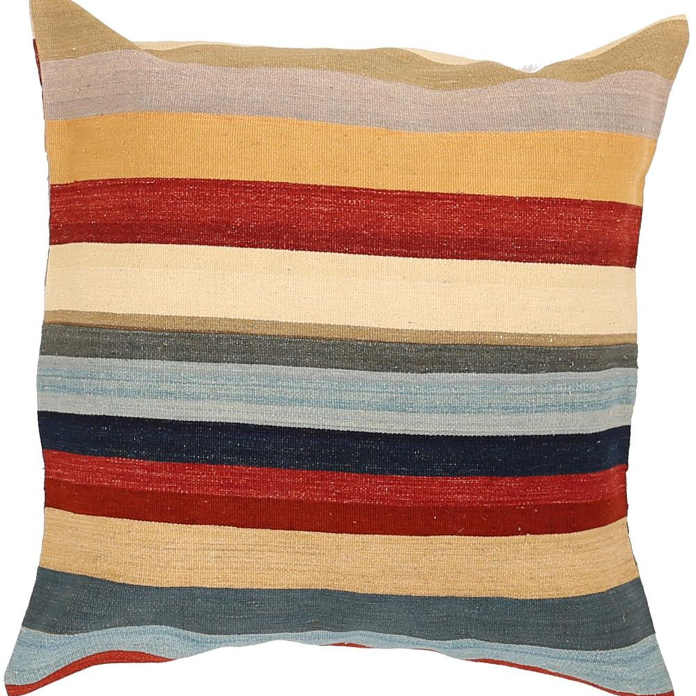 Hand Woven Modern Stripe Wool Pillow - 3'0'' x 3'0''