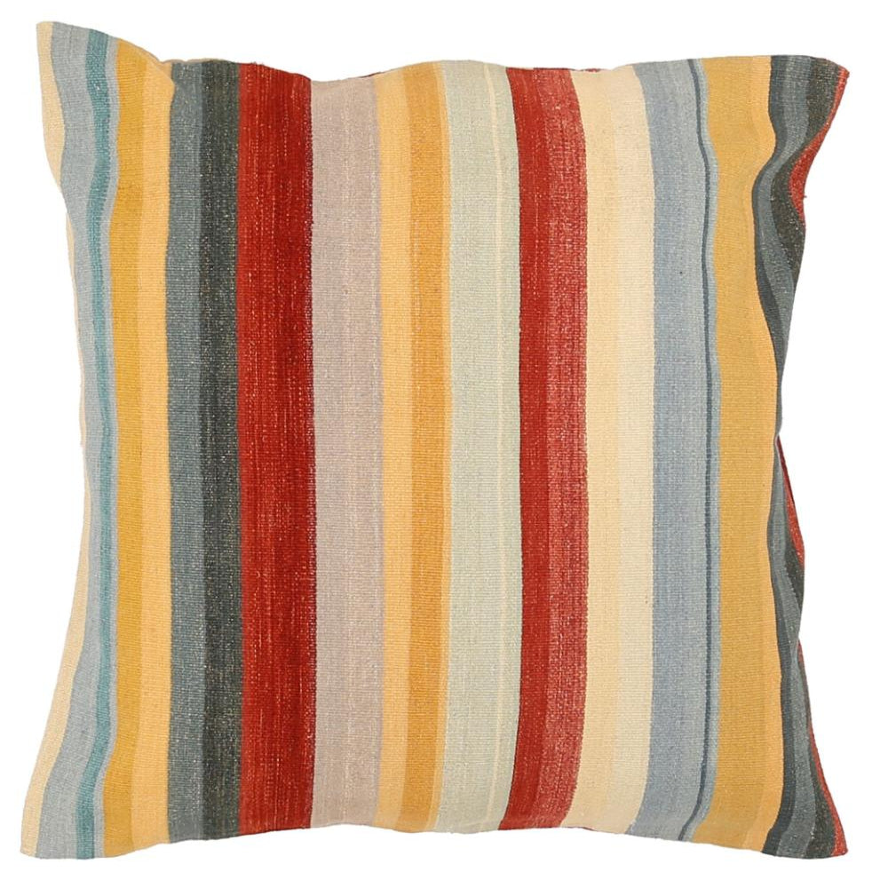 Hand Woven Modern Stripe Wool Pillow - 3'0'' x 3'0''