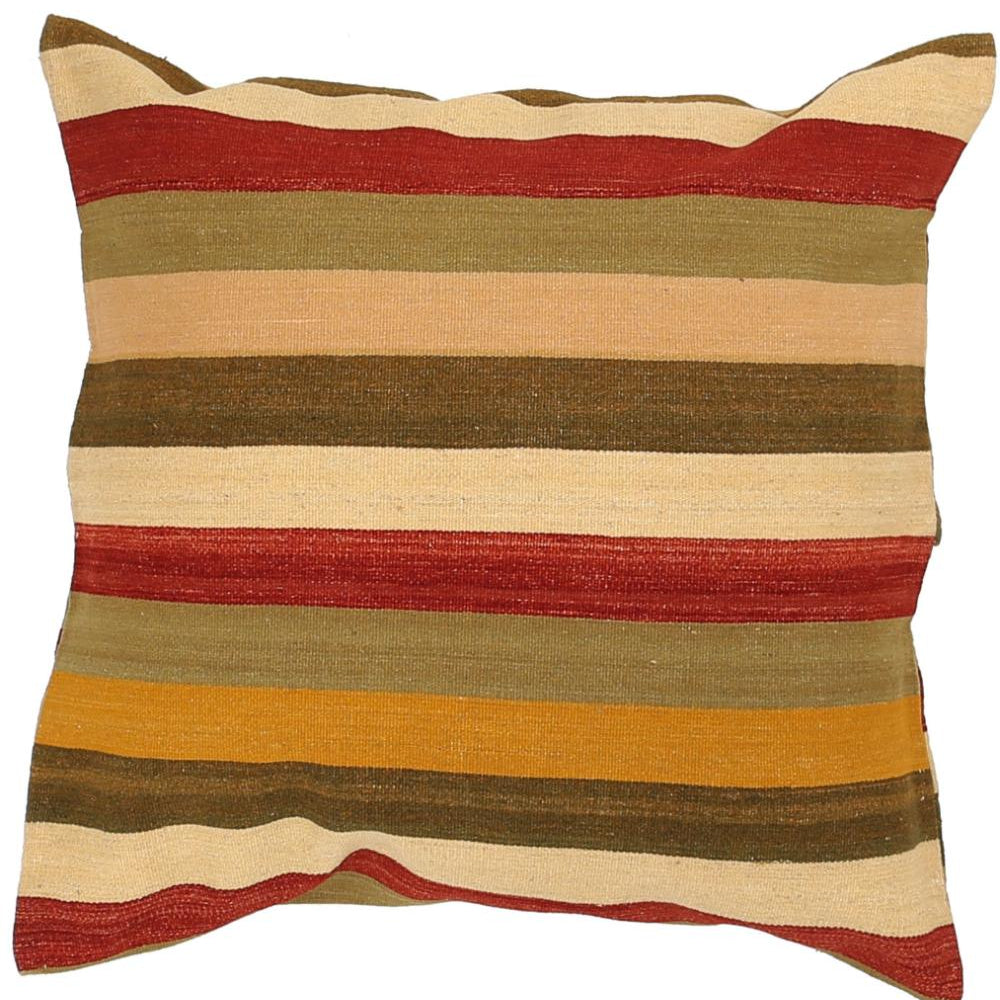 Hand Woven Modern Stripe Wool Pillow - 3'0'' x 3'0''