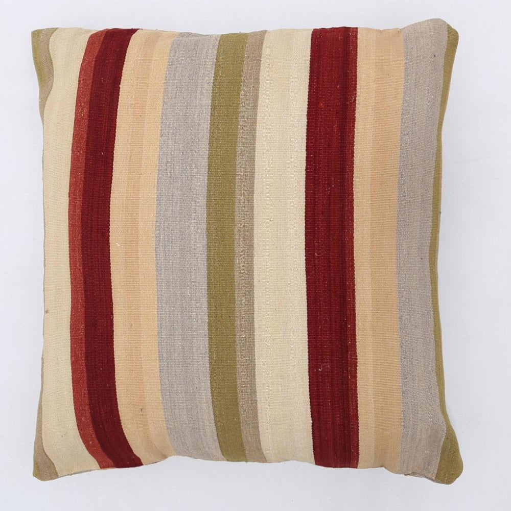 Hand Woven Modern Stripe Wool Pillow - 3'0'' x 3'0''