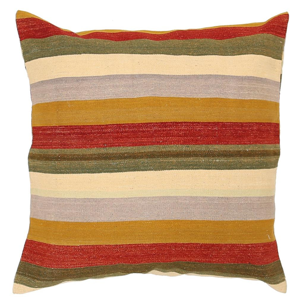 Hand Woven Modern Stripe Wool Pillow - 3'0'' x 3'0''