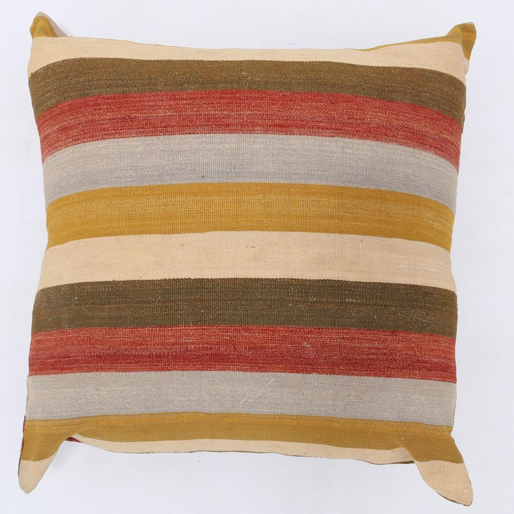 Hand Woven Modern Stripe Wool Pillow - 3'0'' x 3'0''