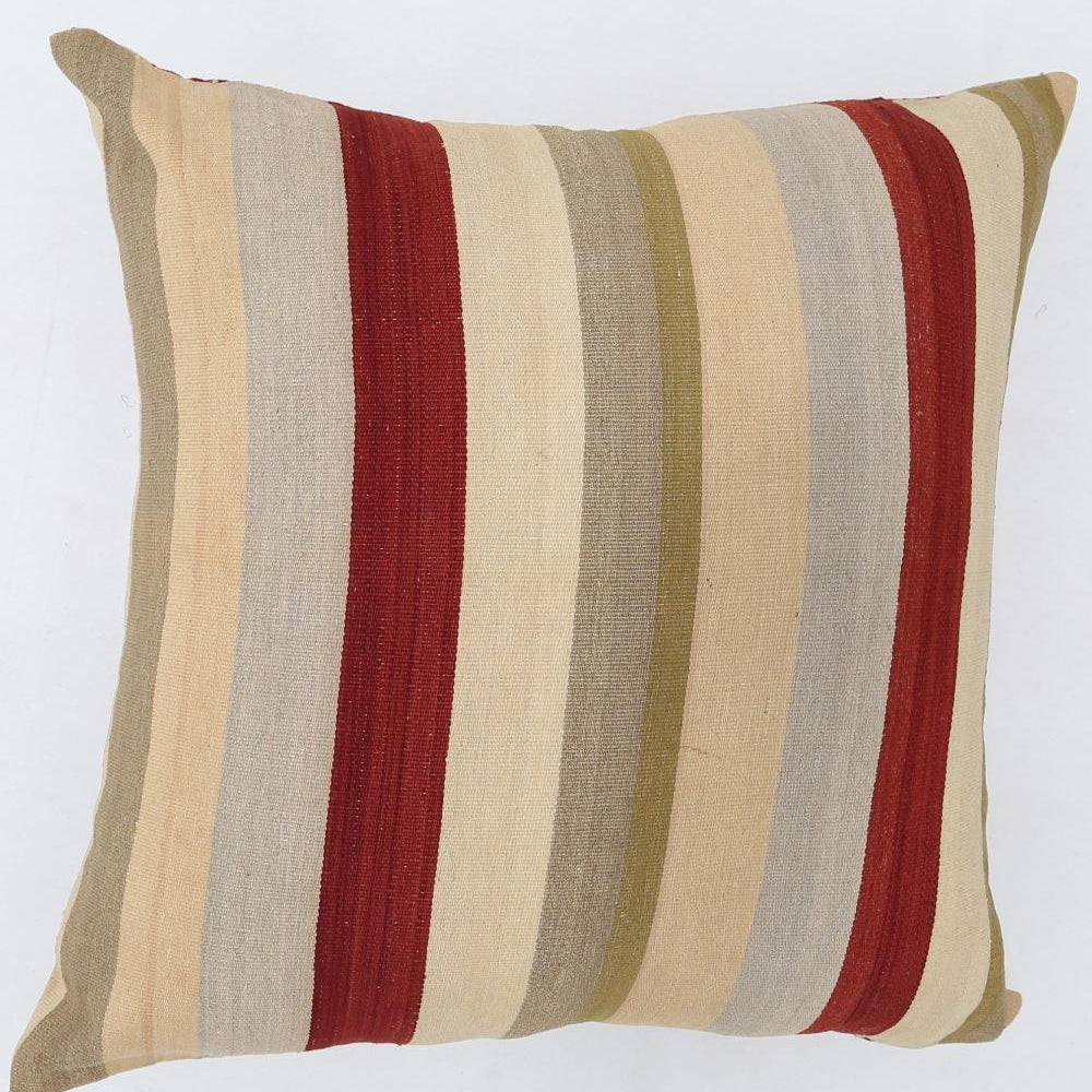 Hand Woven Modern Stripe Wool Pillow - 3'0'' x 3'0''