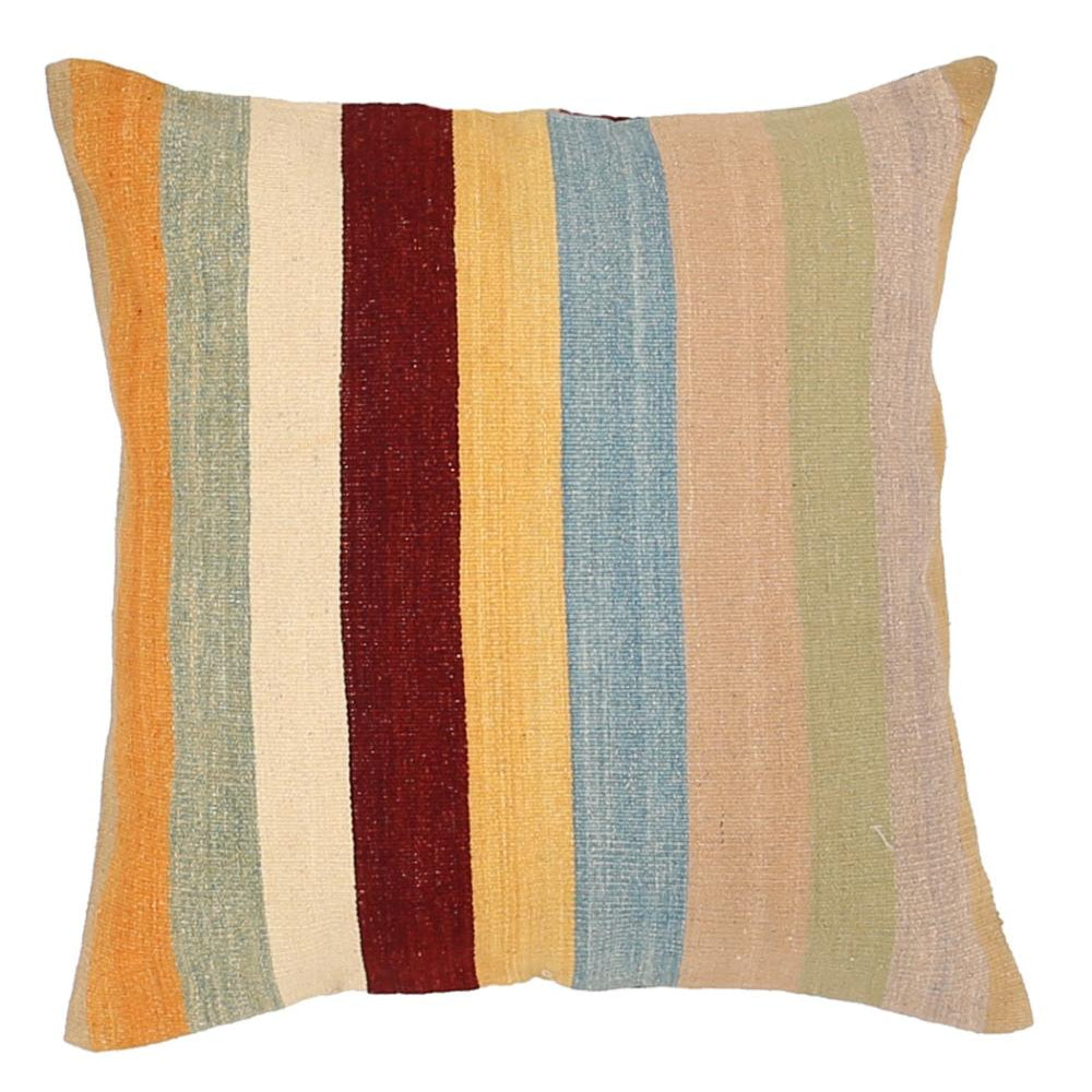 Hand Woven Modern Stripe Wool Pillow - 2'5'' x 2'5''