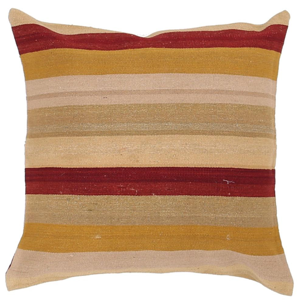 Hand Woven Modern Stripe Wool Pillow - 2'5'' x 2'5''