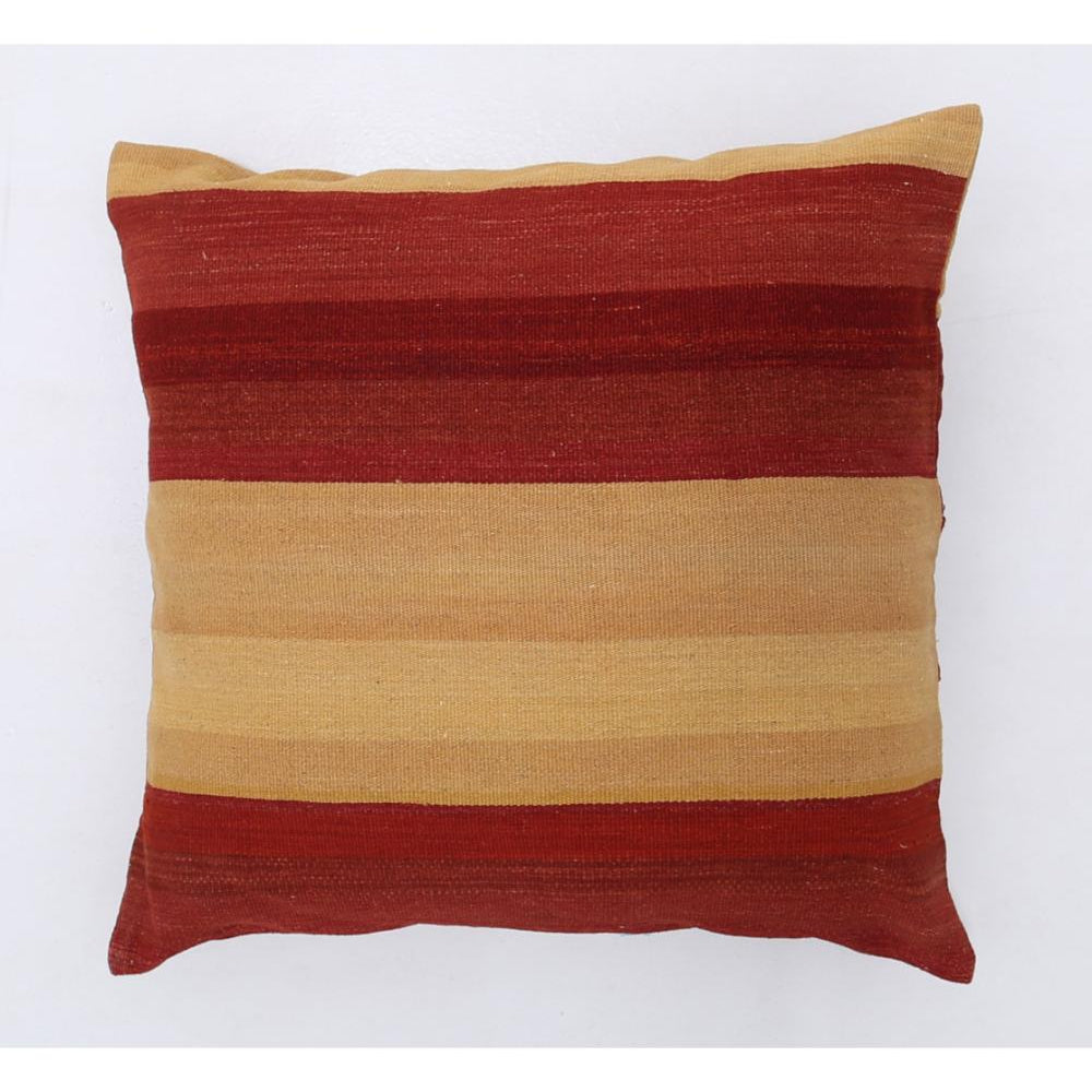 Hand Woven Modern Stripe Wool Pillow - 2'5'' x 2'5''