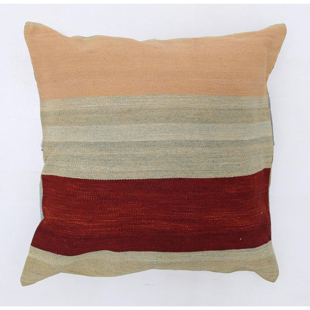 Hand Woven Modern Stripe Wool Pillow - 2'5'' x 2'5''