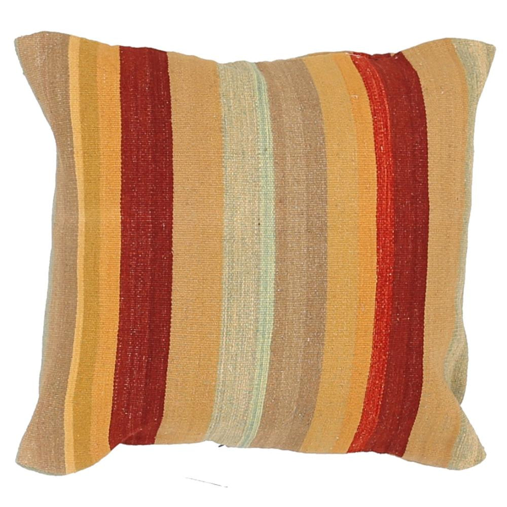 Hand Woven Modern Stripe Wool Pillow - 2'5'' x 2'5''