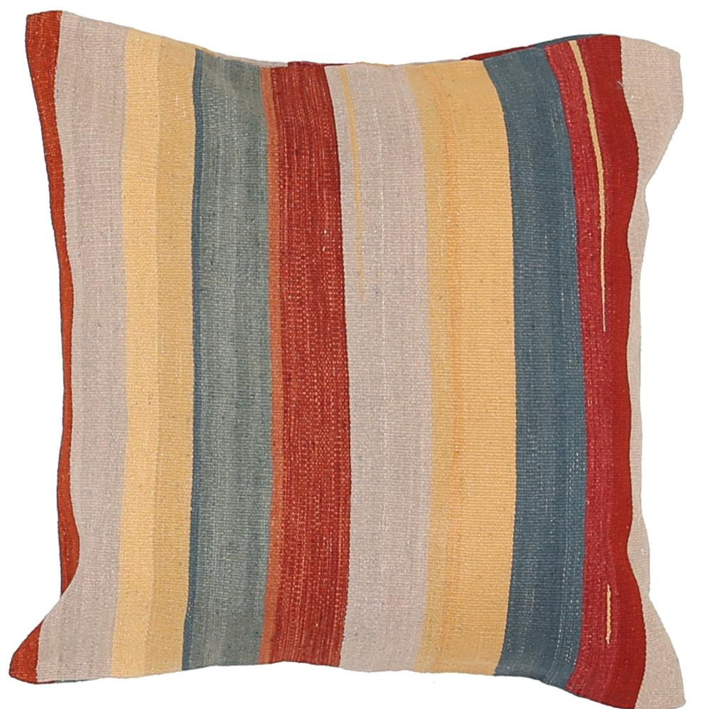 Hand Woven Modern Stripe Wool Pillow - 2'5'' x 2'5''