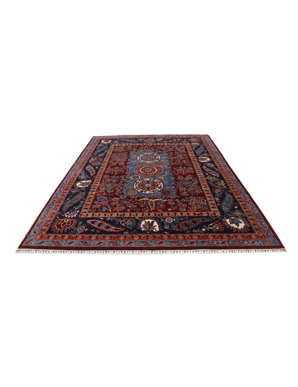 Hand Knotted Suzani Sultani Wool Rug - 8'2'' x 10'5'' Arteverk Arteverk Rugs