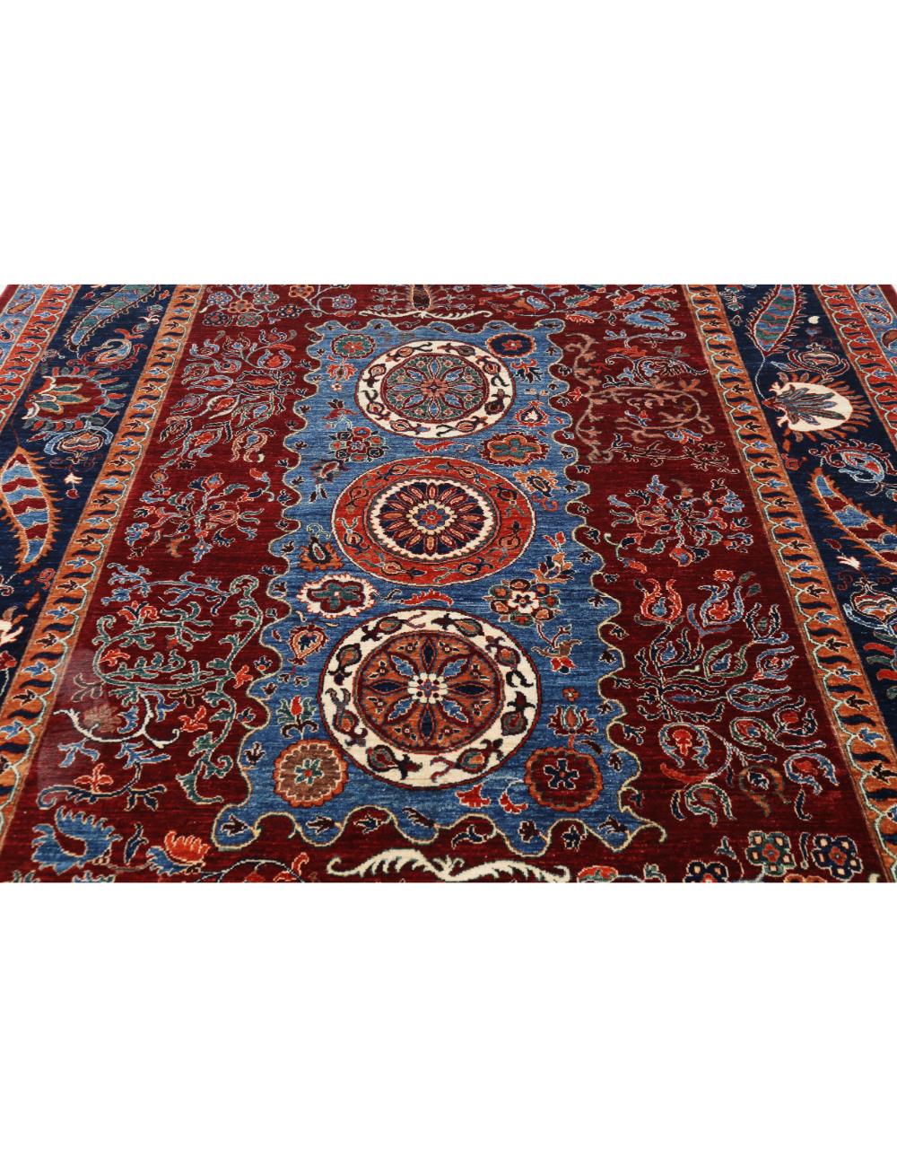Hand Knotted Suzani Sultani Wool Rug - 8'2'' x 10'5''