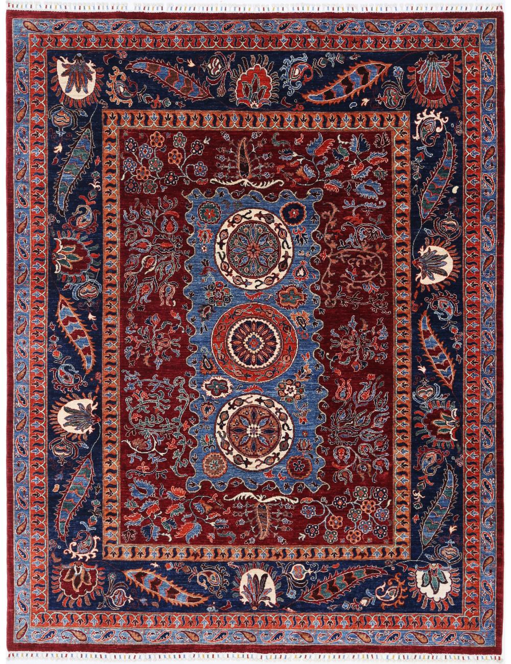 Hand Knotted Suzani Sultani Wool Rug - 8'2'' x 10'5''