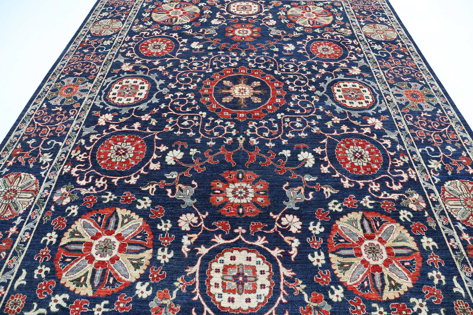 Hand Knotted Ziegler Suzani Wool Rug - 8'10'' x 11'10''