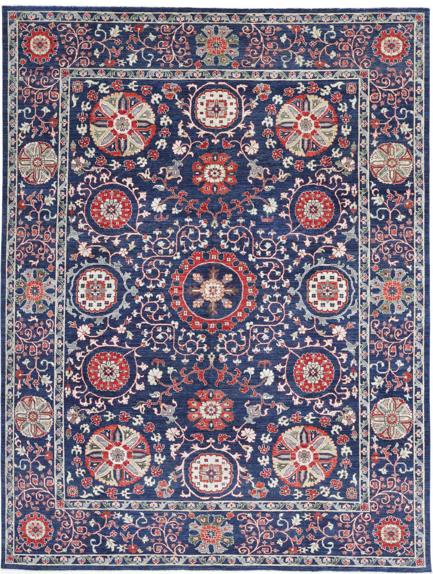 Hand Knotted Ziegler Suzani Wool Rug - 8'10'' x 11'10''